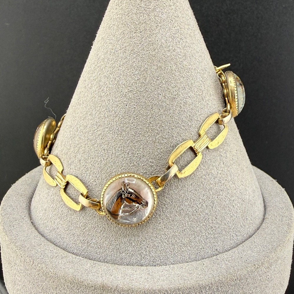Vintage‎ Equestrian Bracelet Essex Gold Tone Horse Bit 7"